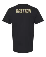 Back of Black Cotton T-shirt showing players last name "Britton" in gold font - Click to enlarge